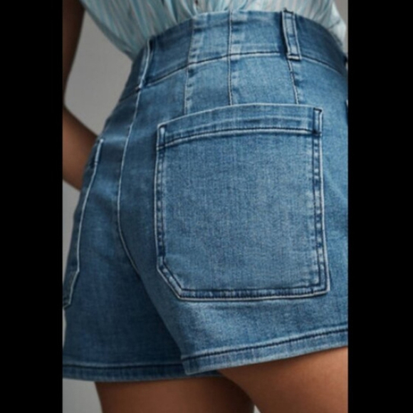 Maeve Anthropologie Denim Shorts Blue Stretch Jean Shorts Mid Rise Sz 29 - Picture 2 of 11